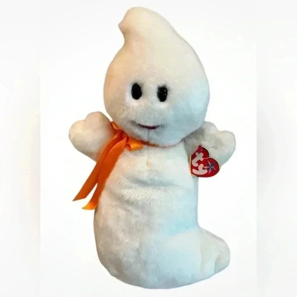 TY Beanie Buddy Spooky the Ghost 13 inch Large Beanie Baby Halloween Plush 2001 - Picture 10 of 11
